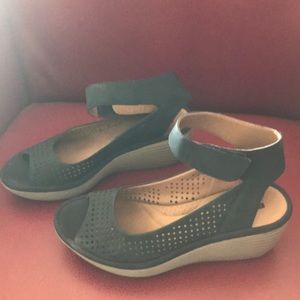 Navy Blue Clark Wedges